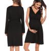 image:imageSWOMOG Women Maternity Nursing Gown and Robe Set 3 in 1 Labor Delivery Nursing Nightgown for Breastfeeding Hospital BathrobeBlack
