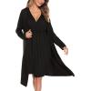 image:imageSWOMOG Women Maternity Nursing Gown and Robe Set 3 in 1 Labor Delivery Nursing Nightgown for Breastfeeding Hospital BathrobeBlack