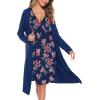 image:imageSWOMOG Women Maternity Nursing Gown and Robe Set 3 in 1 Labor Delivery Nursing Nightgown for Breastfeeding Hospital BathrobeBlue  Red Flower
