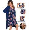 image:imageSWOMOG Women Maternity Nursing Gown and Robe Set 3 in 1 Labor Delivery Nursing Nightgown for Breastfeeding Hospital BathrobeBlue  Red Flower