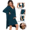image:imageSWOMOG Women Maternity Nursing Gown and Robe Set 3 in 1 Labor Delivery Nursing Nightgown for Breastfeeding Hospital BathrobeBlue Green
