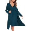 image:imageSWOMOG Women Maternity Nursing Gown and Robe Set 3 in 1 Labor Delivery Nursing Nightgown for Breastfeeding Hospital BathrobeBlue Green