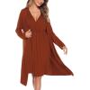 image:imageSWOMOG Women Maternity Nursing Gown and Robe Set 3 in 1 Labor Delivery Nursing Nightgown for Breastfeeding Hospital BathrobeCoffee
