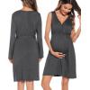 image:imageSWOMOG Women Maternity Nursing Gown and Robe Set 3 in 1 Labor Delivery Nursing Nightgown for Breastfeeding Hospital BathrobeDark Grey