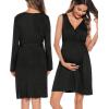 image:imageSWOMOG Women Maternity Nursing Gown and Robe Set 3 in 1 Labor Delivery Nursing Nightgown for Breastfeeding Hospital BathrobeDeep Black Grey