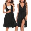 image:imageSWOMOG Women Maternity Nursing Gown and Robe Set 3 in 1 Labor Delivery Nursing Nightgown for Breastfeeding Hospital BathrobeDeep Black Grey