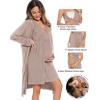 image:imageSWOMOG Women Maternity Nursing Gown and Robe Set 3 in 1 Labor Delivery Nursing Nightgown for Breastfeeding Hospital BathrobeLight Brown