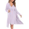 image:imageSWOMOG Women Maternity Nursing Gown and Robe Set 3 in 1 Labor Delivery Nursing Nightgown for Breastfeeding Hospital BathrobeLilac
