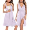 image:imageSWOMOG Women Maternity Nursing Gown and Robe Set 3 in 1 Labor Delivery Nursing Nightgown for Breastfeeding Hospital BathrobeLilac