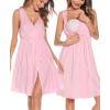 image:imageSWOMOG Women Maternity Nursing Gown and Robe Set 3 in 1 Labor Delivery Nursing Nightgown for Breastfeeding Hospital BathrobePink