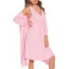 image:imageSWOMOG Women Maternity Nursing Gown and Robe Set 3 in 1 Labor Delivery Nursing Nightgown for Breastfeeding Hospital BathrobePink