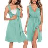 image:imageSWOMOG Women Maternity Nursing Gown and Robe Set 3 in 1 Labor Delivery Nursing Nightgown for Breastfeeding Hospital BathrobeSage Green
