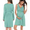 image:imageSWOMOG Women Maternity Nursing Gown and Robe Set 3 in 1 Labor Delivery Nursing Nightgown for Breastfeeding Hospital BathrobeSage Green