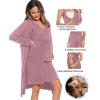 image:imageSWOMOG Women Maternity Nursing Gown and Robe Set 3 in 1 Labor Delivery Nursing Nightgown for Breastfeeding Hospital BathrobeTaro Purple