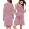 image:imageSWOMOG Women Maternity Nursing Gown and Robe Set 3 in 1 Labor Delivery Nursing Nightgown for Breastfeeding Hospital BathrobeTaro Purple