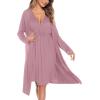 image:imageSWOMOG Women Maternity Nursing Gown and Robe Set 3 in 1 Labor Delivery Nursing Nightgown for Breastfeeding Hospital BathrobeTaro Purple