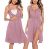 image:imageSWOMOG Women Maternity Nursing Gown and Robe Set 3 in 1 Labor Delivery Nursing Nightgown for Breastfeeding Hospital BathrobeTaro Purple