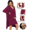image:imageSWOMOG Women Maternity Nursing Gown and Robe Set 3 in 1 Labor Delivery Nursing Nightgown for Breastfeeding Hospital BathrobeWineberry