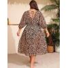 image:imageSWOMOG Women Plus Size Cover Ups Swimsuit VNeck Batwing Sleeve Pleated Waist Cover Ups Chiffon Summer Bikini BathingBlack Leopard