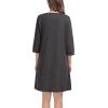 image:imageSWOMOG Women Zip Up Robe 34 Sleeve Housecoat Soft Cotton Zipper Front Nightgown Loungewear with PocketsDark Flecking Gray