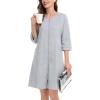 image:imageSWOMOG Women Zip Up Robe 34 Sleeve Housecoat Soft Cotton Zipper Front Nightgown Loungewear with PocketsGrey