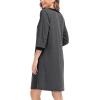 image:imageSWOMOG Women Zip Up Robe 34 Sleeve Housecoat Soft Cotton Zipper Front Nightgown Loungewear with PocketsModaldeep Grey