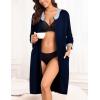 image:imageSWOMOG Women Zip Up Robe 34 Sleeve Housecoat Soft Cotton Zipper Front Nightgown Loungewear with PocketsModalnavy Blue