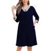 image:imageSWOMOG Women Zip Up Robe 34 Sleeve Housecoat Soft Cotton Zipper Front Nightgown Loungewear with PocketsModalnavy Blue