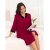 image:imageSWOMOG Women Zip Up Robe 34 Sleeve Housecoat Soft Cotton Zipper Front Nightgown Loungewear with PocketsModalwine Red