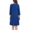 image:imageSWOMOG Women Zip Up Robe 34 Sleeve Housecoat Soft Cotton Zipper Front Nightgown Loungewear with PocketsNavy