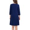 image:imageSWOMOG Women Zip Up Robe 34 Sleeve Housecoat Soft Cotton Zipper Front Nightgown Loungewear with PocketsNavy Blue