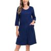 image:imageSWOMOG Women Zip Up Robe 34 Sleeve Housecoat Soft Cotton Zipper Front Nightgown Loungewear with PocketsNavy Blue