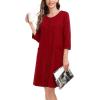image:imageSWOMOG Women Zip Up Robe 34 Sleeve Housecoat Soft Cotton Zipper Front Nightgown Loungewear with PocketsRed