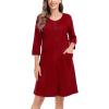 image:imageSWOMOG Women Zip Up Robe 34 Sleeve Housecoat Soft Cotton Zipper Front Nightgown Loungewear with PocketsRed