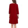 image:imageSWOMOG Women Zip Up Robe 34 Sleeve Housecoat Soft Cotton Zipper Front Nightgown Loungewear with PocketsRed