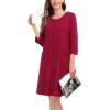 image:imageSWOMOG Women Zip Up Robe 34 Sleeve Housecoat Soft Cotton Zipper Front Nightgown Loungewear with PocketsWine Red