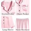 image:imageSWOMOG Womens 2 PCS  3 PCS Pajamas Set Silk Satin Long Sleeve Sleepwear Button Down Loungewear Pjs NightwearZ  Pink  2 Pcs