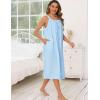 image:imageSWOMOG Womens Cotton Nightgowns Sleeveless Night Gown Embroidery House Dress Soft Long Nightdress with PocketsBlue