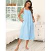 image:imageSWOMOG Womens Cotton Nightgowns Sleeveless Night Gown Embroidery House Dress Soft Long Nightdress with PocketsBlue