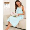 image:imageSWOMOG Womens Cotton Nightgowns Sleeveless Night Gown Embroidery House Dress Soft Long Nightdress with PocketsGreen