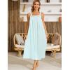 image:imageSWOMOG Womens Cotton Nightgowns Sleeveless Night Gown Embroidery House Dress Soft Long Nightdress with PocketsGreen