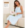 image:imageSWOMOG Womens Cotton Nightgowns Sleeveless Night Gown Embroidery House Dress Soft Long Nightdress with PocketsLight Blue
