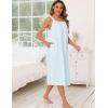 image:imageSWOMOG Womens Cotton Nightgowns Sleeveless Night Gown Embroidery House Dress Soft Long Nightdress with PocketsLight Blue