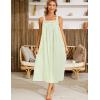 image:imageSWOMOG Womens Cotton Nightgowns Sleeveless Night Gown Embroidery House Dress Soft Long Nightdress with PocketsLight Green