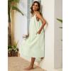 image:imageSWOMOG Womens Cotton Nightgowns Sleeveless Night Gown Embroidery House Dress Soft Long Nightdress with PocketsLight Green