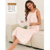 image:imageSWOMOG Womens Cotton Nightgowns Sleeveless Night Gown Embroidery House Dress Soft Long Nightdress with PocketsLight Pink