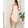 image:imageSWOMOG Womens Cotton Nightgowns Sleeveless Night Gown Embroidery House Dress Soft Long Nightdress with PocketsLight Pink