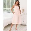image:imageSWOMOG Womens Cotton Nightgowns Sleeveless Night Gown Embroidery House Dress Soft Long Nightdress with PocketsLight Pink