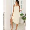 image:imageSWOMOG Womens Cotton Nightgowns Sleeveless Night Gown Embroidery House Dress Soft Long Nightdress with PocketsLight Yellow