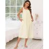 image:imageSWOMOG Womens Cotton Nightgowns Sleeveless Night Gown Embroidery House Dress Soft Long Nightdress with PocketsLight Yellow
